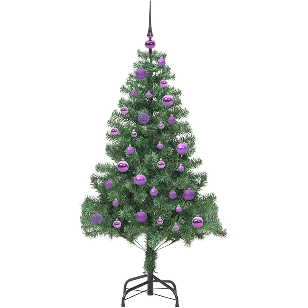 vidaXL Pre-Lit Lilac Bauble Green Artificial Christmas Tree 5ft Image 2