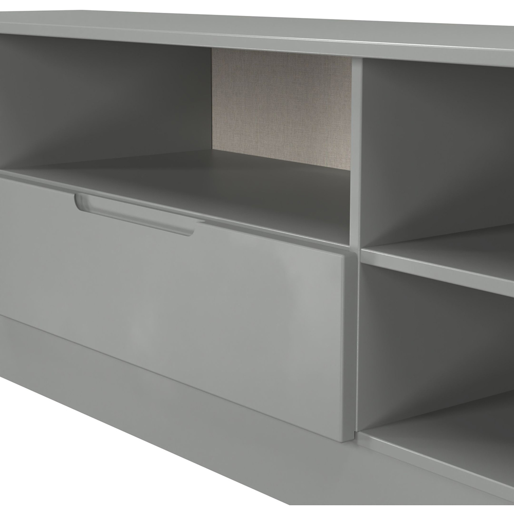 Crowndale Milan Single Drawer 5 Shelf Dusk Grey Wide TV Unit Ready Assembled Image 5