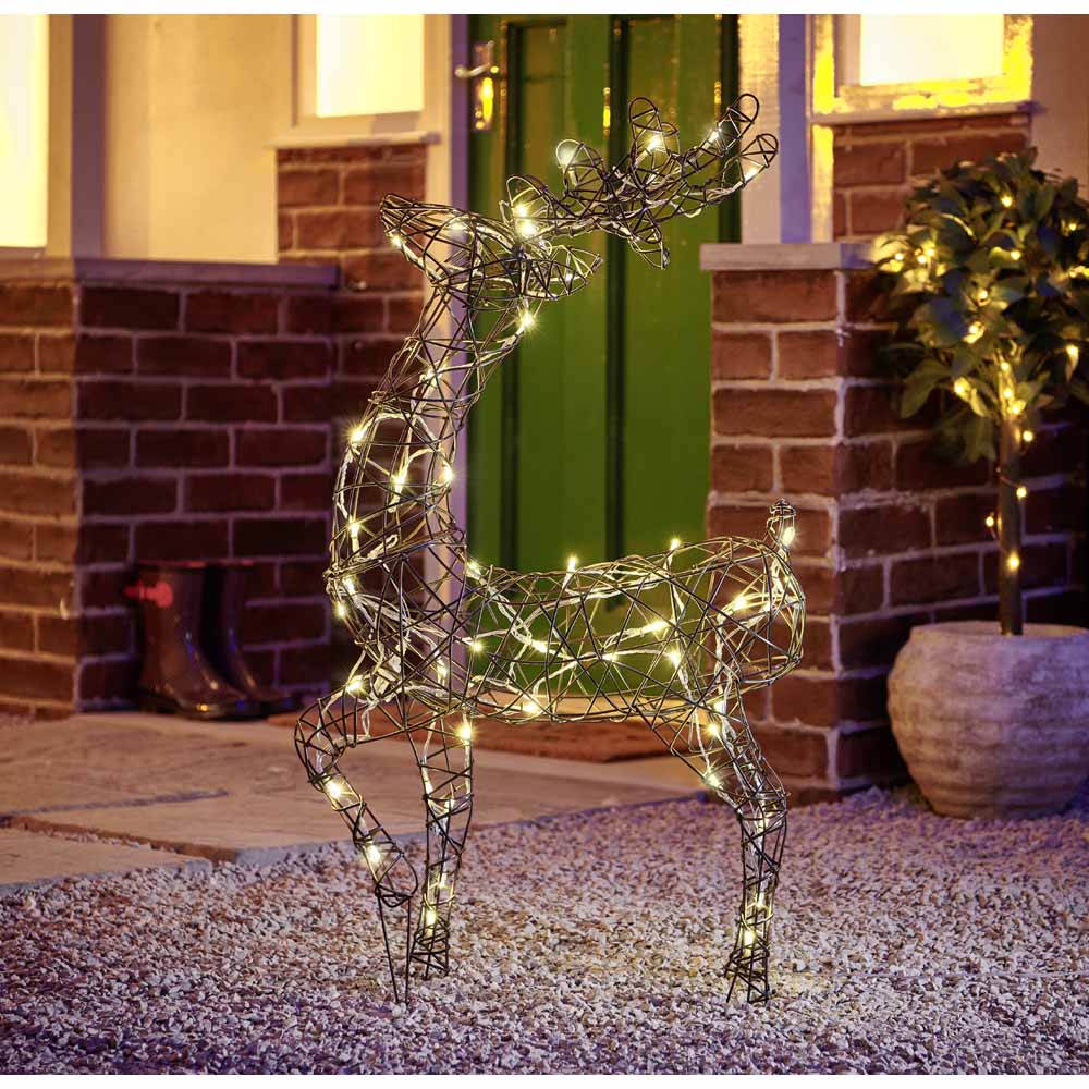 Wilko Large Rattan Reindeer Christmas Light Image 2