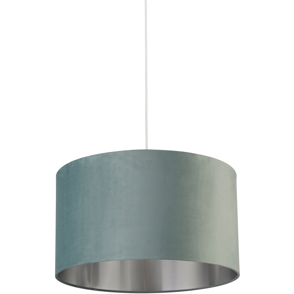 Lighting Collection Sage Green Silver Inner Velvet Drum Shade 50cm Image 1