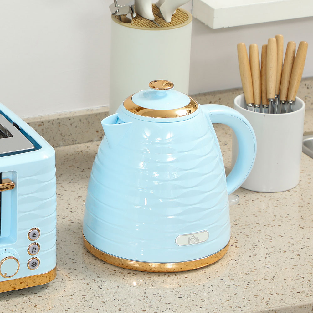 HOMCOM 800-162V72LB Light Blue 1.7L Kettle and 4 Slice Toaster Set Image 4