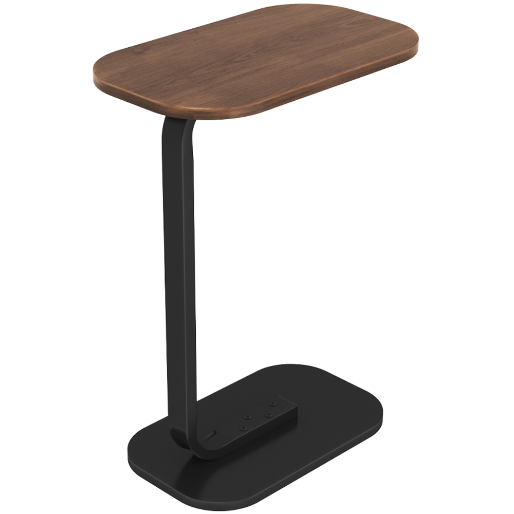 Living and Home Walnut C-Shaped Side Table with Metal Frame Image 2