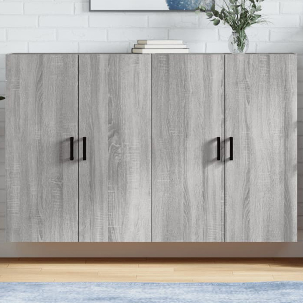 vidaXL 2 Door Grey Sonoma Wall Mounted Cabinet 2 Pack Image 1
