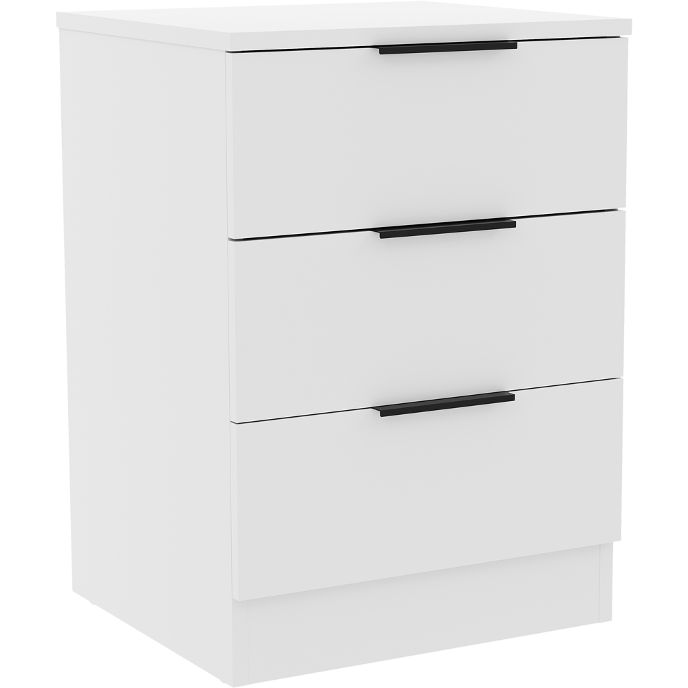 VIDA DESIGNS Terga 3 Drawer White Bedside Cabinet Image 2