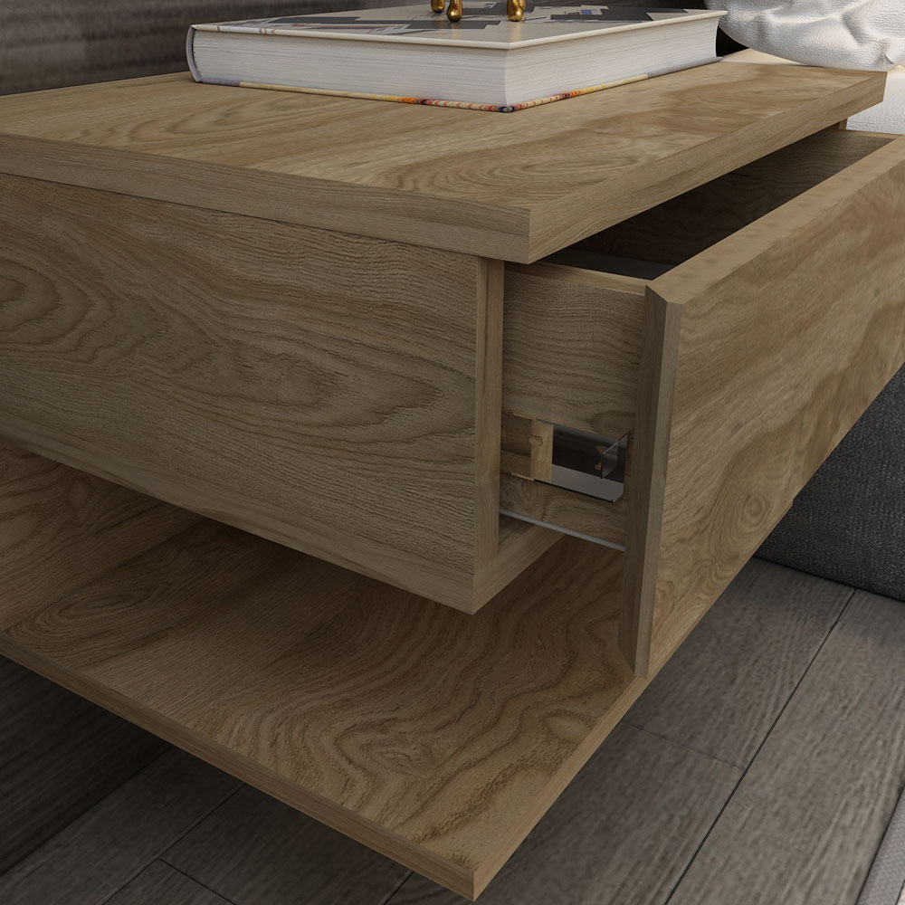 Decorotika Vivid Modern Single Drawer Sapphire Oak Bedside Table Image 5
