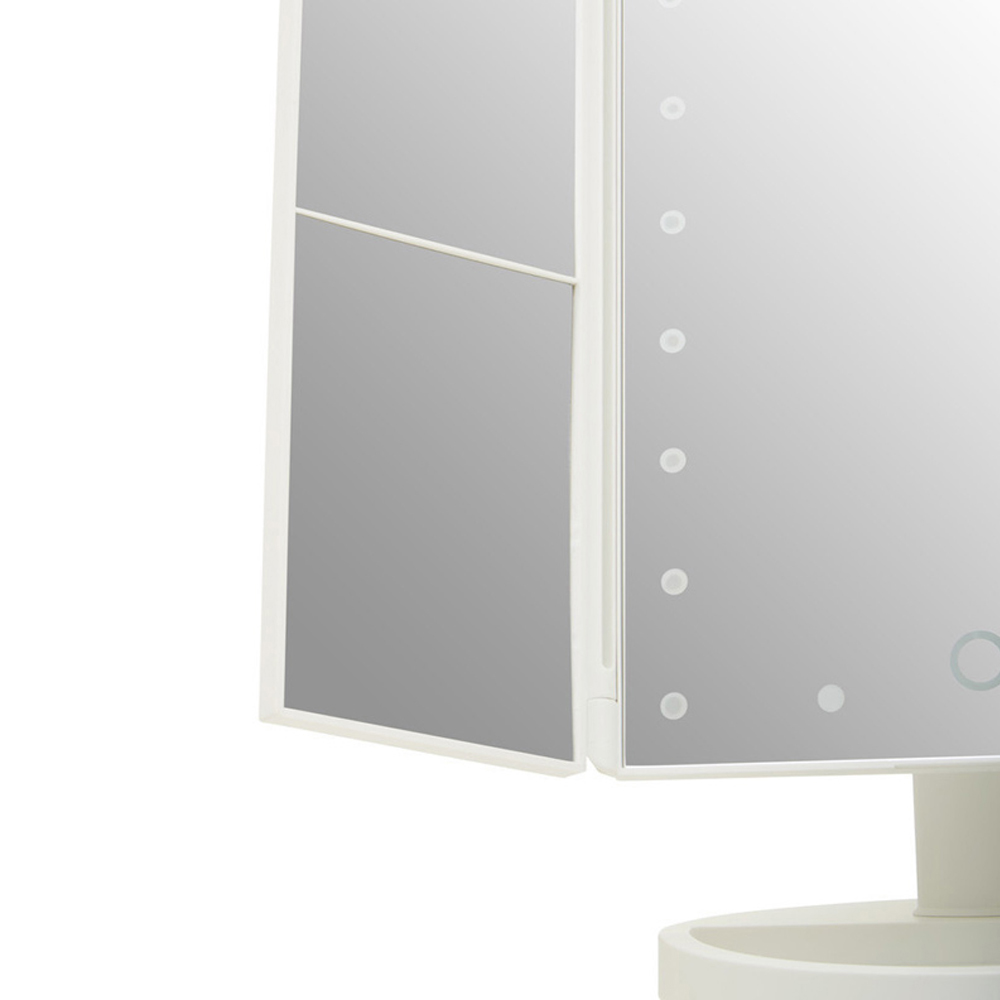 Premier Housewares Cassini Tri Fold White LED Table Mirror Image 7