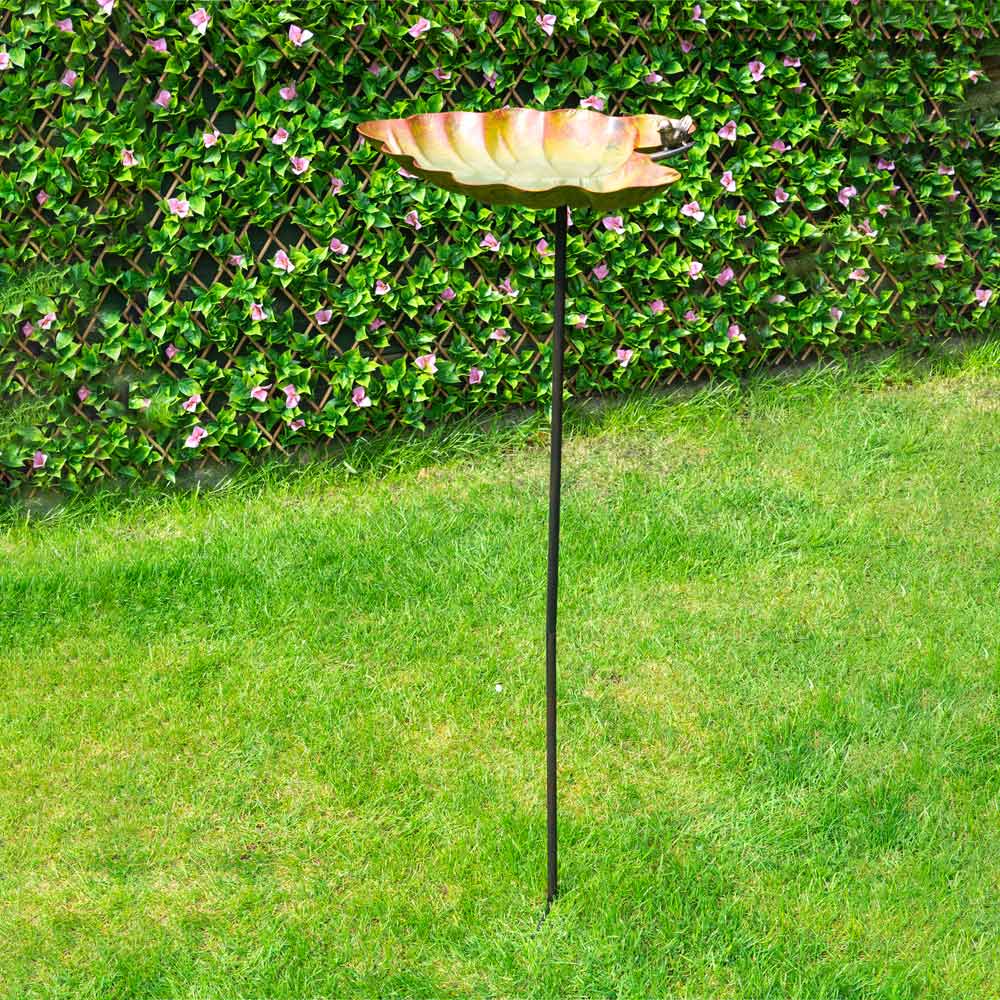 St Helens Leaf Metal Bird Bath and Feeder Image 2