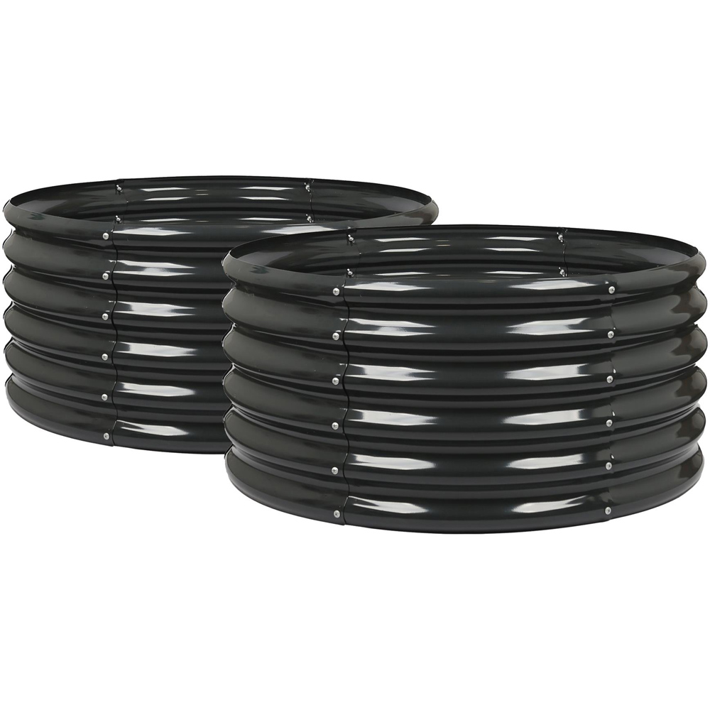 Harbour Housewares Anthracite Round Raised Garden Bed 90 x 45cm 2 Pack Image 1