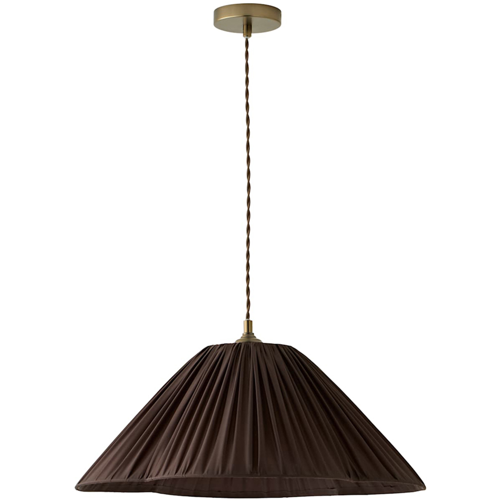 ValueLights Posie Brown Gathered Tapered Shade Ceiling Pendant Light with Bulb Image 1