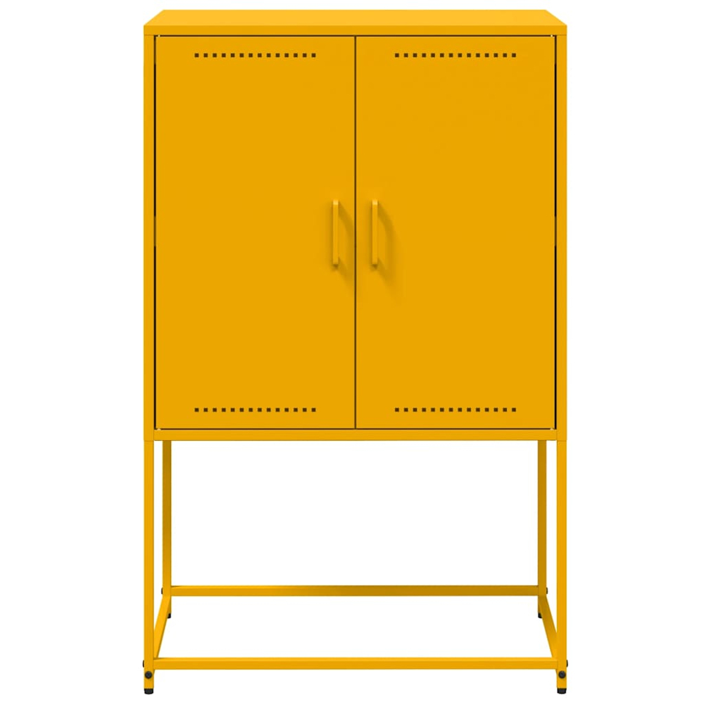 vidaXL 2 Door Mustard Yellow Steel Highboard Image 6
