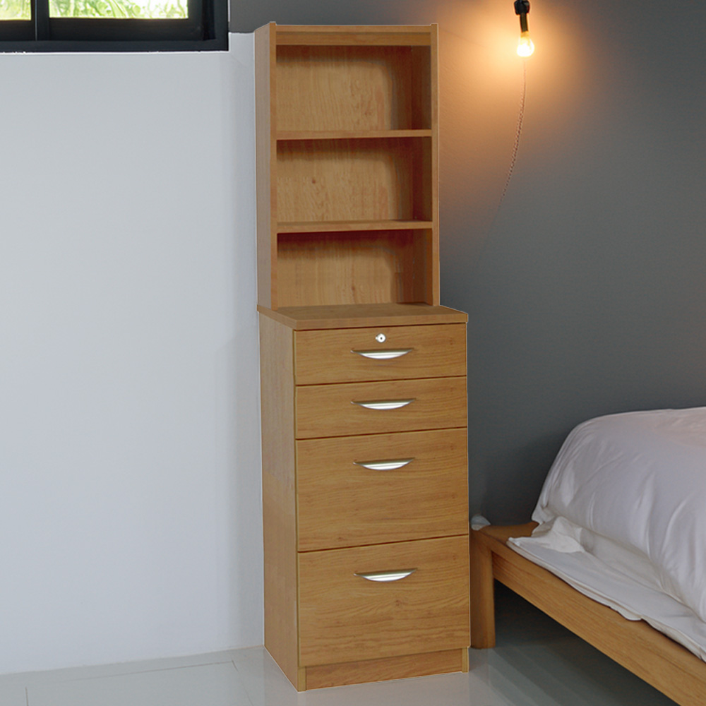 R White Cabinets 4 Drawer 3 Shelf Brown Filing Cabinet with Hutch Image 1