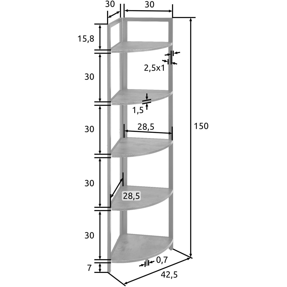 tectake Castlebar 5 Shelf Oak Sonoma Corner Shelving Unit Image 9