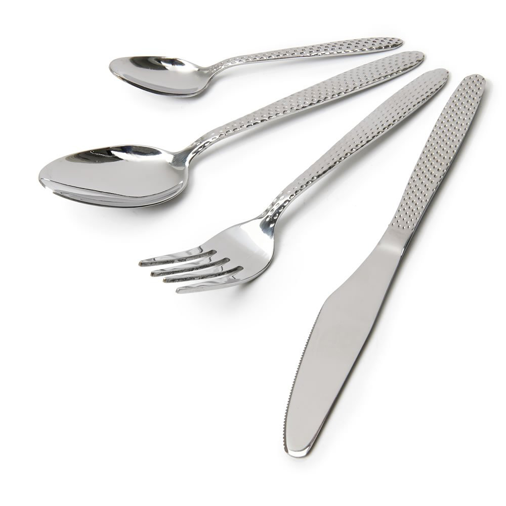 Wilko 24 piece Hammered Cutlery Set Image 2