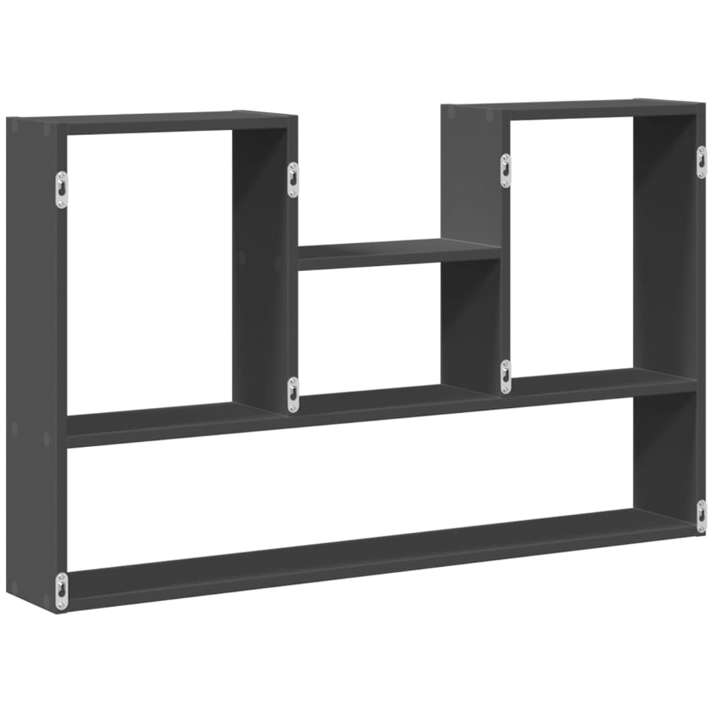 vidaXL 5 Shelf Black Floating Wall Shelf Image 5