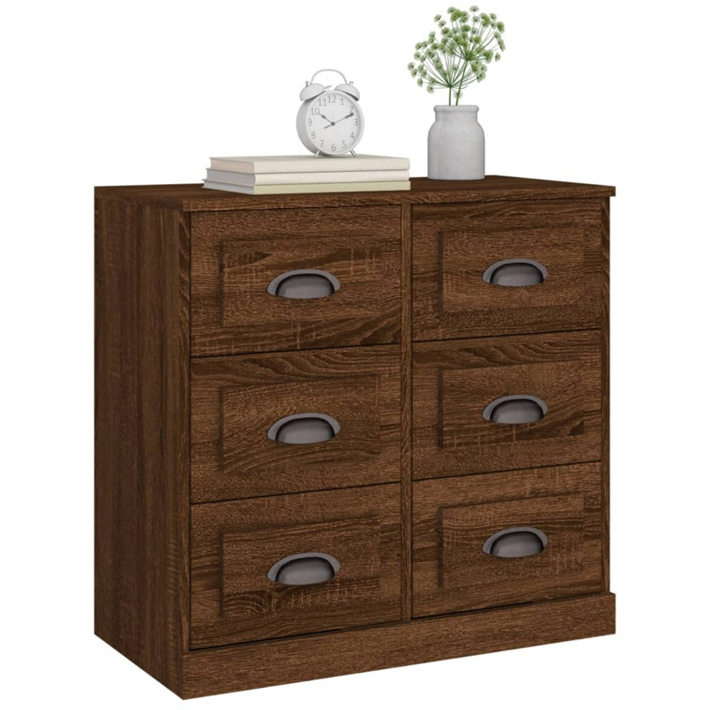 vidaXL 6 Drawer Brown Oak Sideboard Image 4