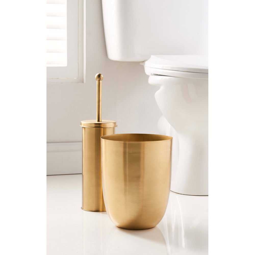 OurHouse Brass Toilet Brush and Bin Image 6