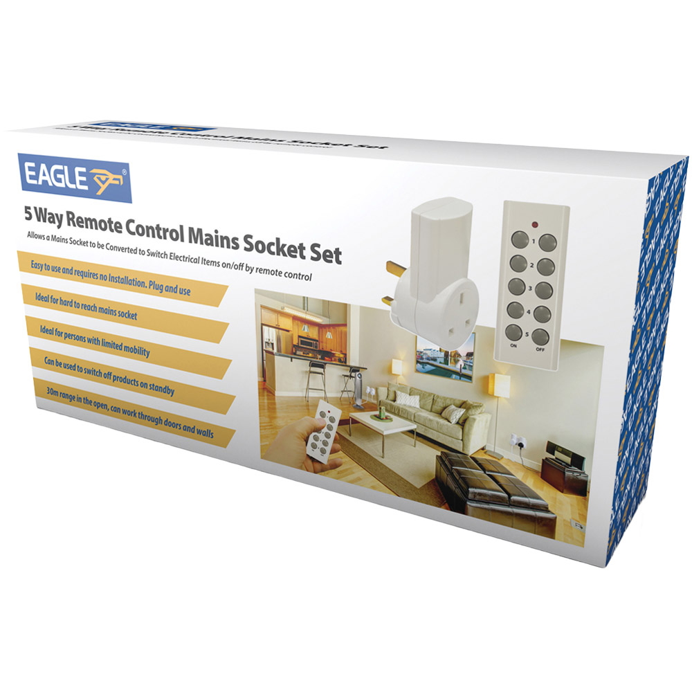 Eagle 5 Way Remote Control Mains Socket Set Image 3