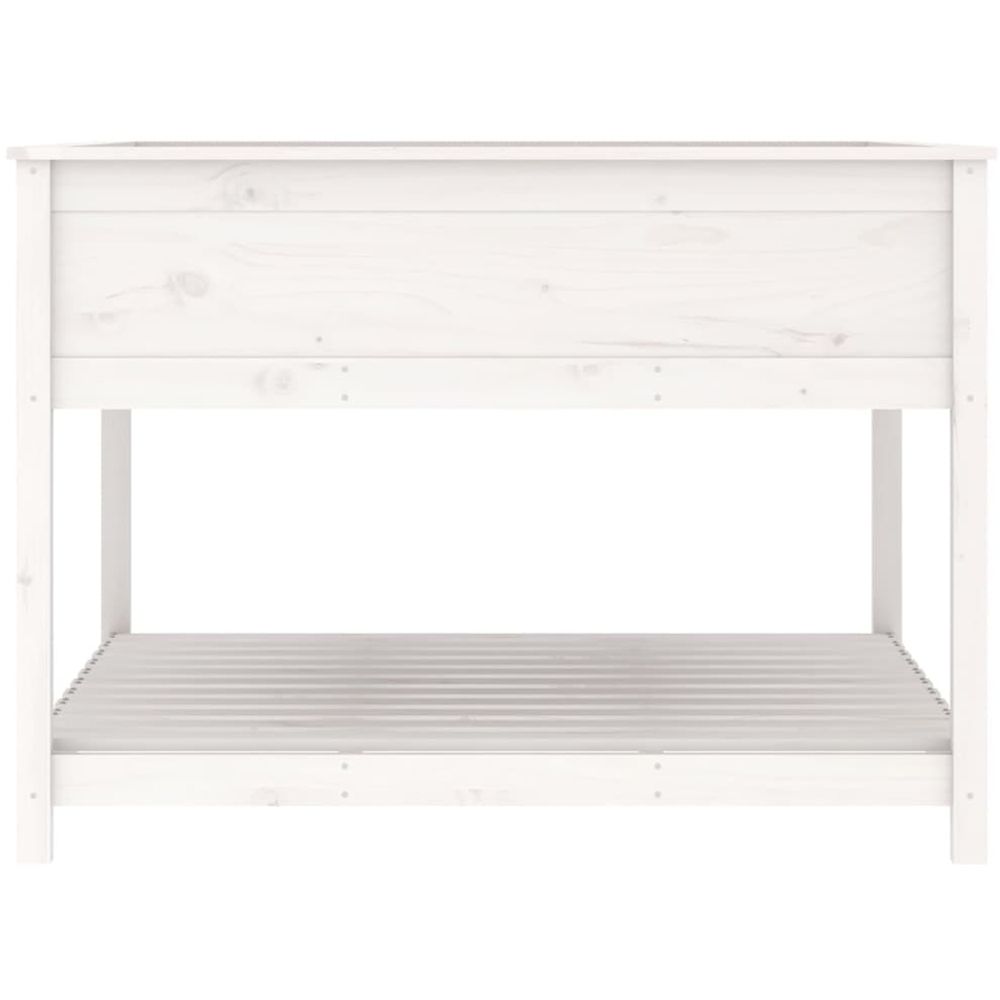 vidaXL White Solid Pine Wood Garden Planter with Shelf 81 x 111.5 x 111.5cm Image 5
