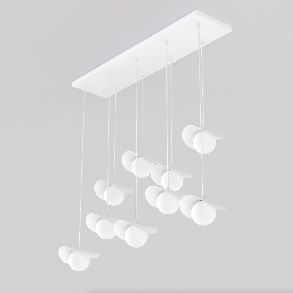 Emibig Ritual 9 Light White Shade White Pendant Lamp Image 4