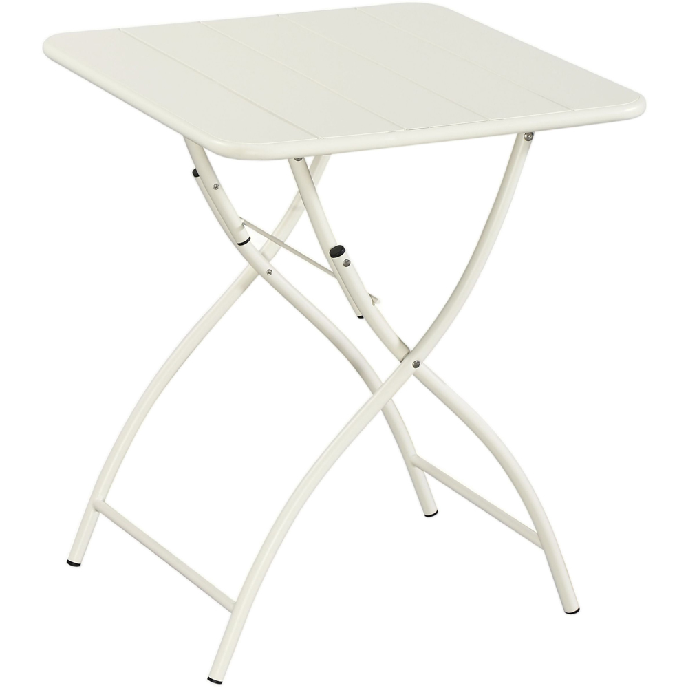Core Products 2 Seater White Rope Back Effect Square Metal Foldable Table Garden Bistro Set Image 3