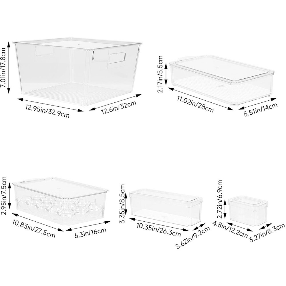 Living and Home Clear Stackable Fridge Organiser Storage Box Set with Egg Holder 7 Pack Image 7