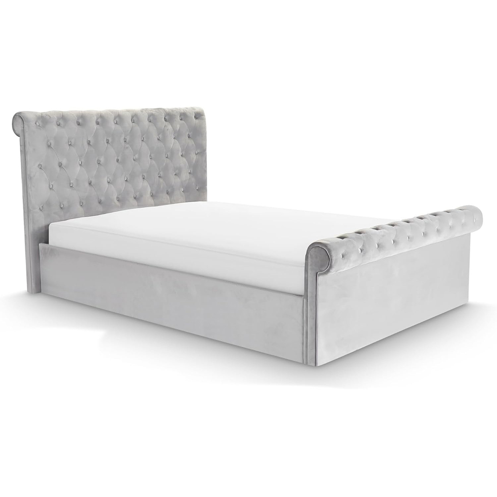 Home Treats Super King Size Grey Brushed Velvet Ottoman Bed Image 2