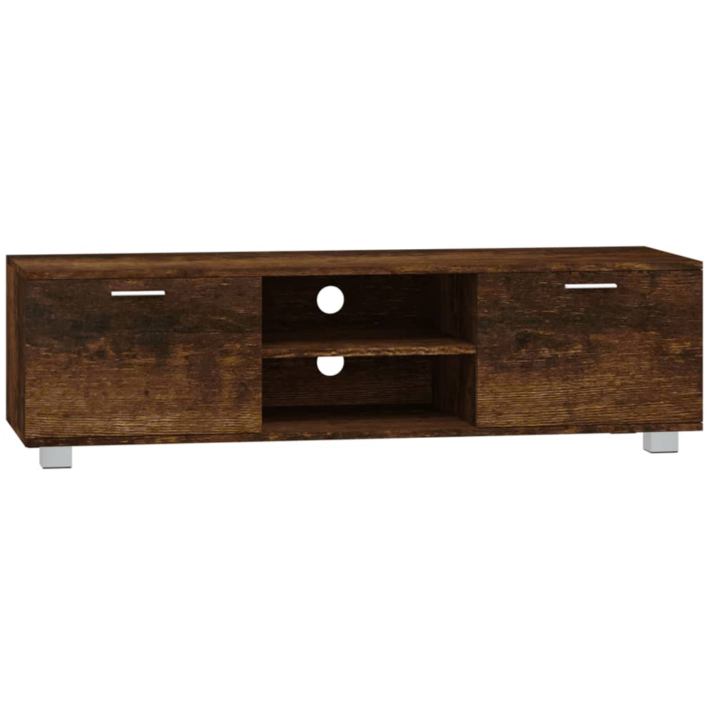 vidaXL 2 Door 2 Shelf Smoked Oak TV Cabinet Image 2