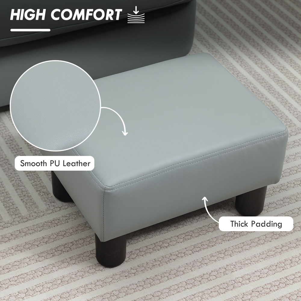 HOMCOM Grey Faux Leather Footstool Image 8