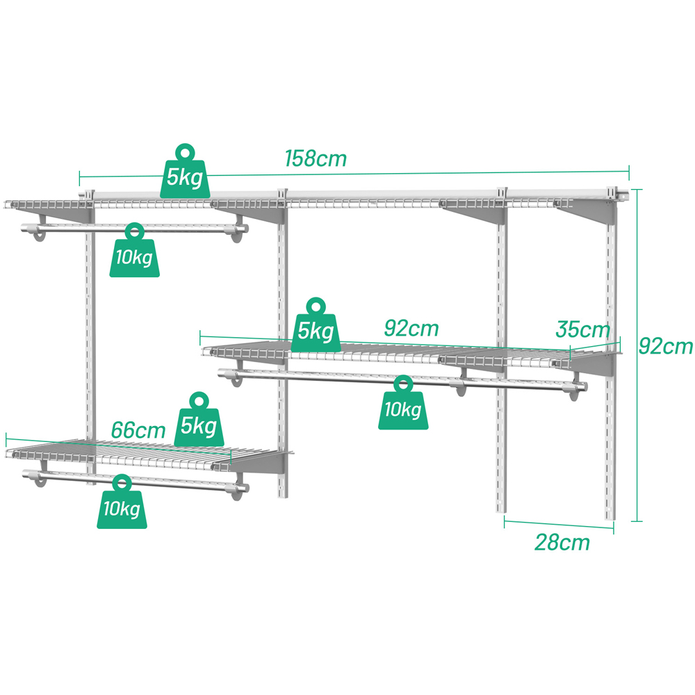 Costway Grey Adjustable Wall Mounted Closet Shelf Image 9