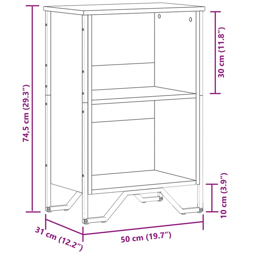 vidaXL 2 Shelf Sonoma Oak Small Bookcase Image 9