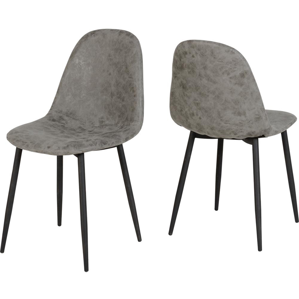 Seconique Athens Set of 2 Grey PU Leather Dining Chair Image 2