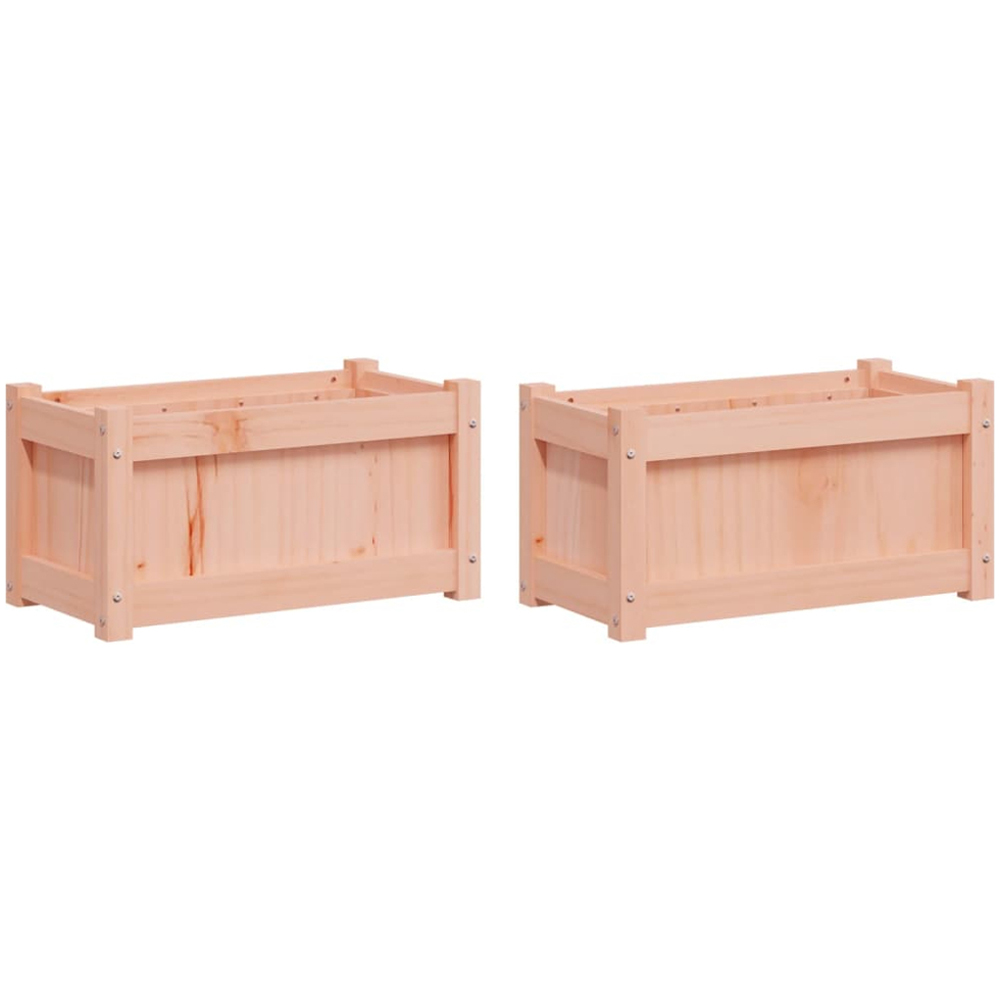 vidaXL Natural Douglas Wood Garden Planter 31 x 60 x 31cm 2 Pack Image 1