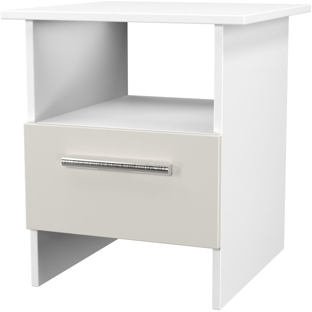 Crowndale Contrast Single Drawer Grey Matt and White Lamp Table Ready Assembled Image 4