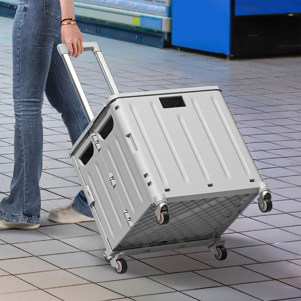 Living and Home 65L Grey Folding Shopping Trolley Image 2