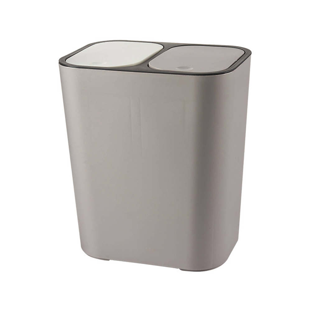 Living And Home Kitchen 15L Rubbish Dustbin Double Recycling Bin 2 Section Grey Image 3