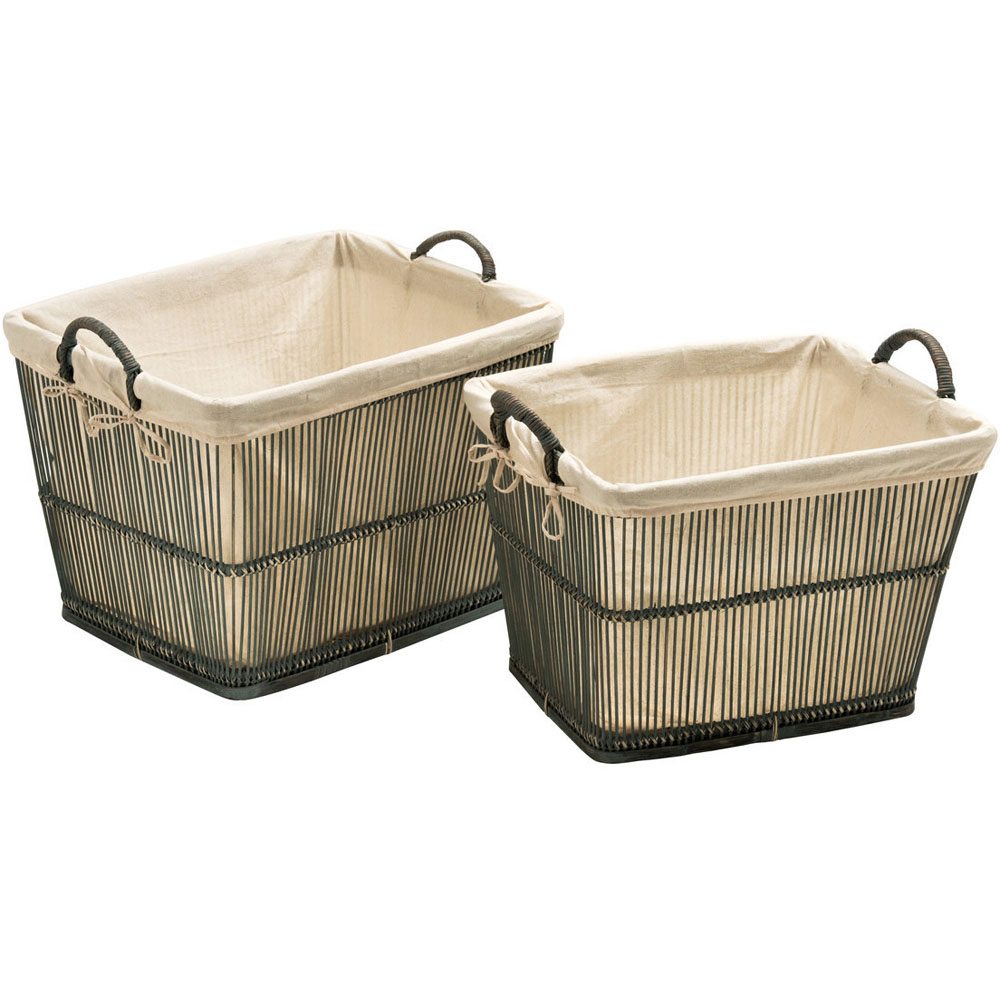 Premier Housewares Rustic Grey Storage Baskets Set of 2 Image 1