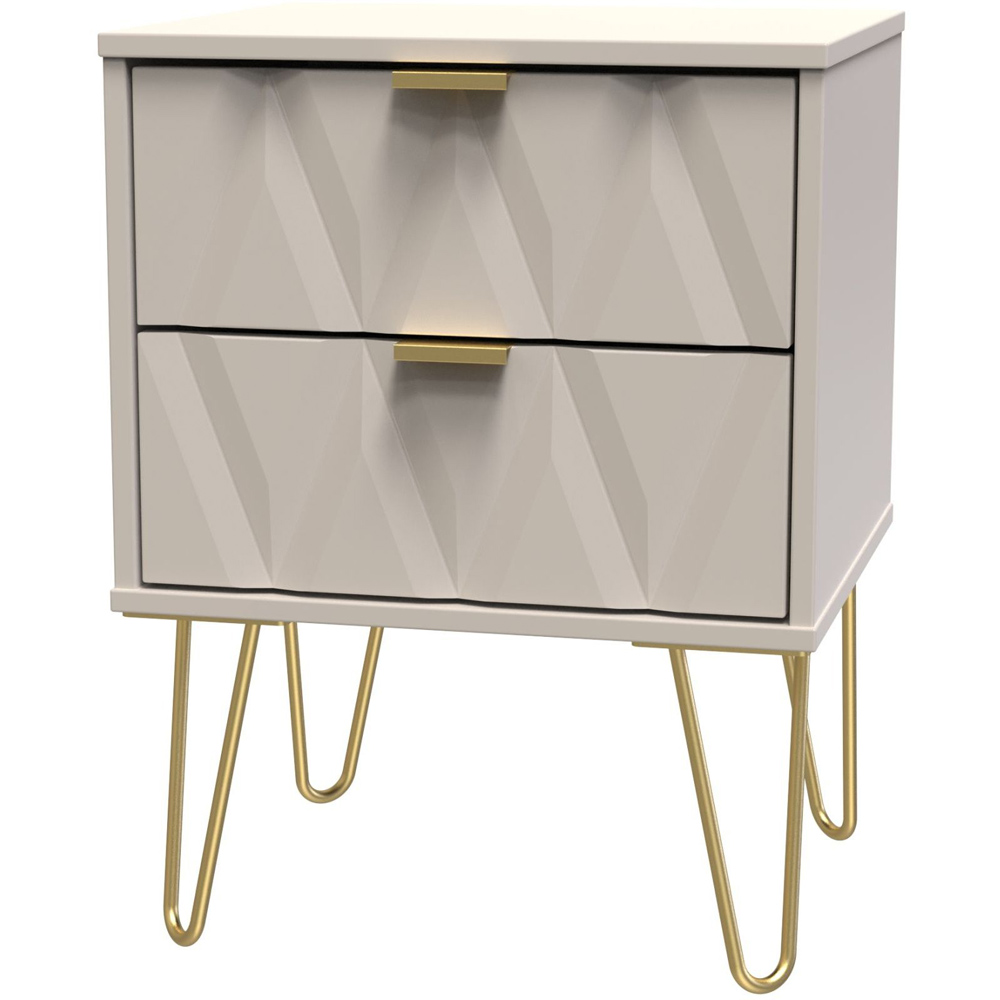 Crowndale Diamond 2 Drawer Matt Kashmir Bedside Table Image 2