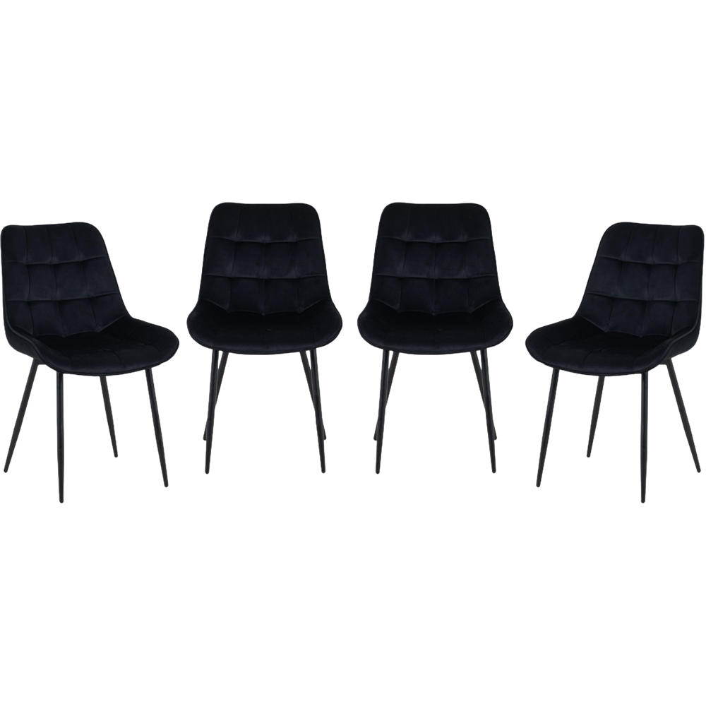 Indoor Living New York 4 Seater Black Erica Velvet Dining Table Set Image 3
