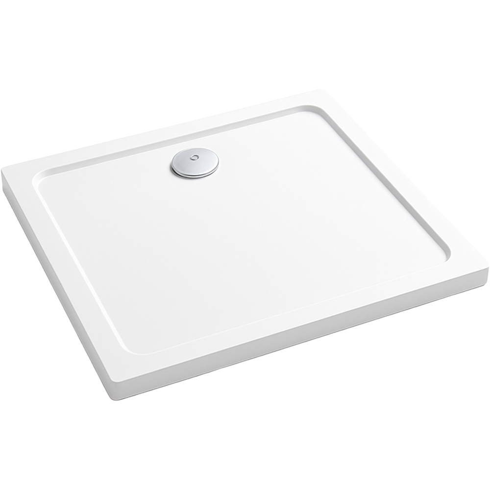 Go Bathrooms 30mm White Low Profile Square Shower Tray 760 x 760mm Image 1