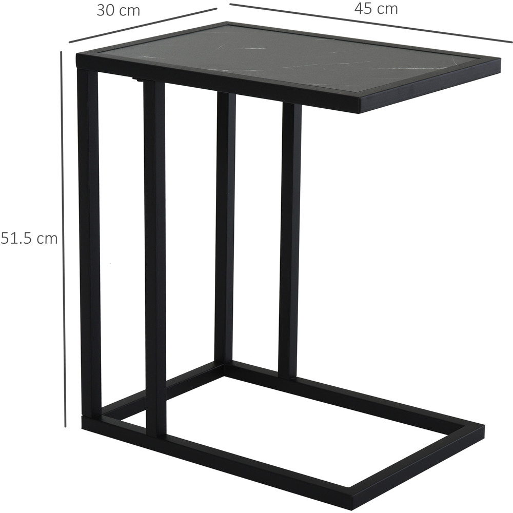 Portland Black C Shaped Marble Effect Top Side Table Image 8