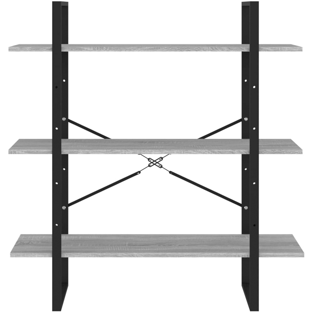 vidaXL 3 Shelf Grey Sonoma Industrial Style Bookcase Image 3