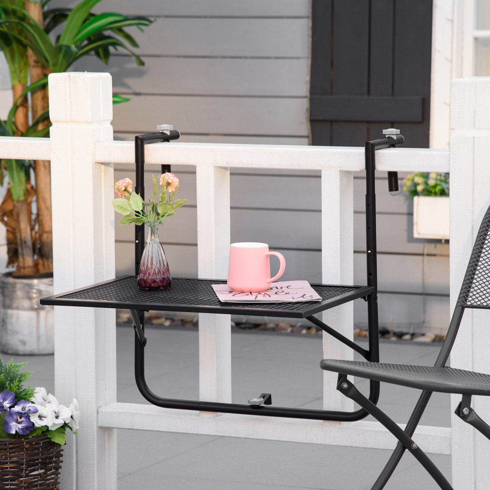 Outsunny Black Balcony Hanging Table Image 7