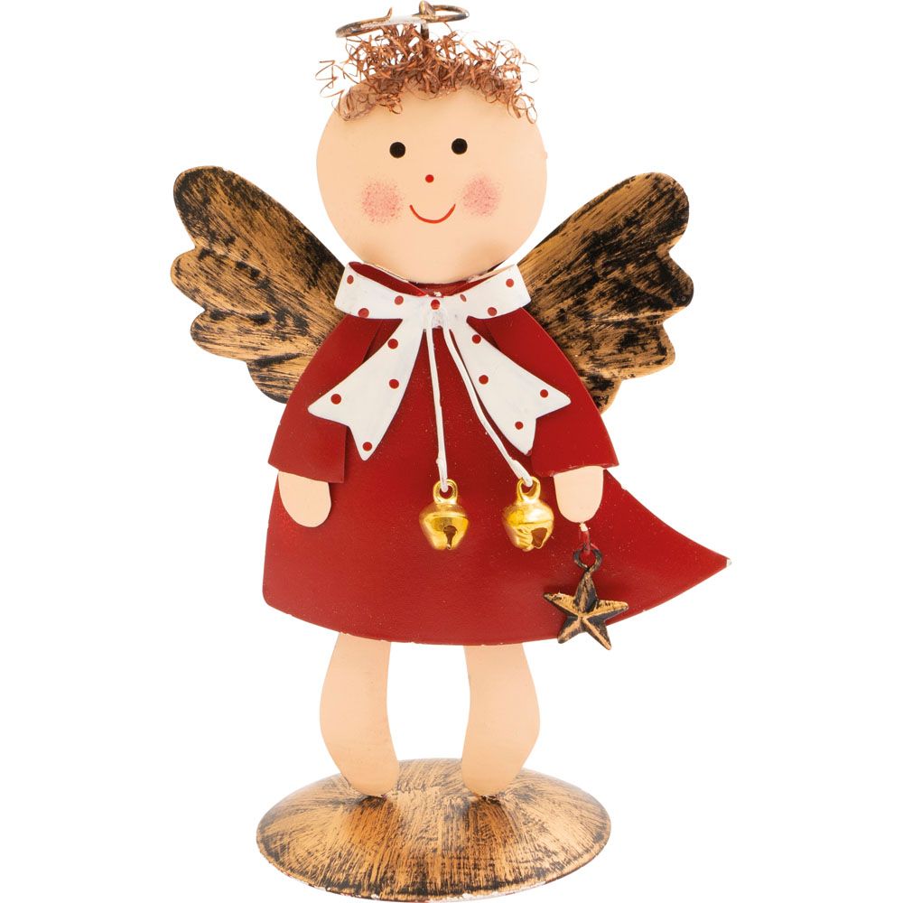 St Helens Red Metal Angel Ornament 17cm Image 1