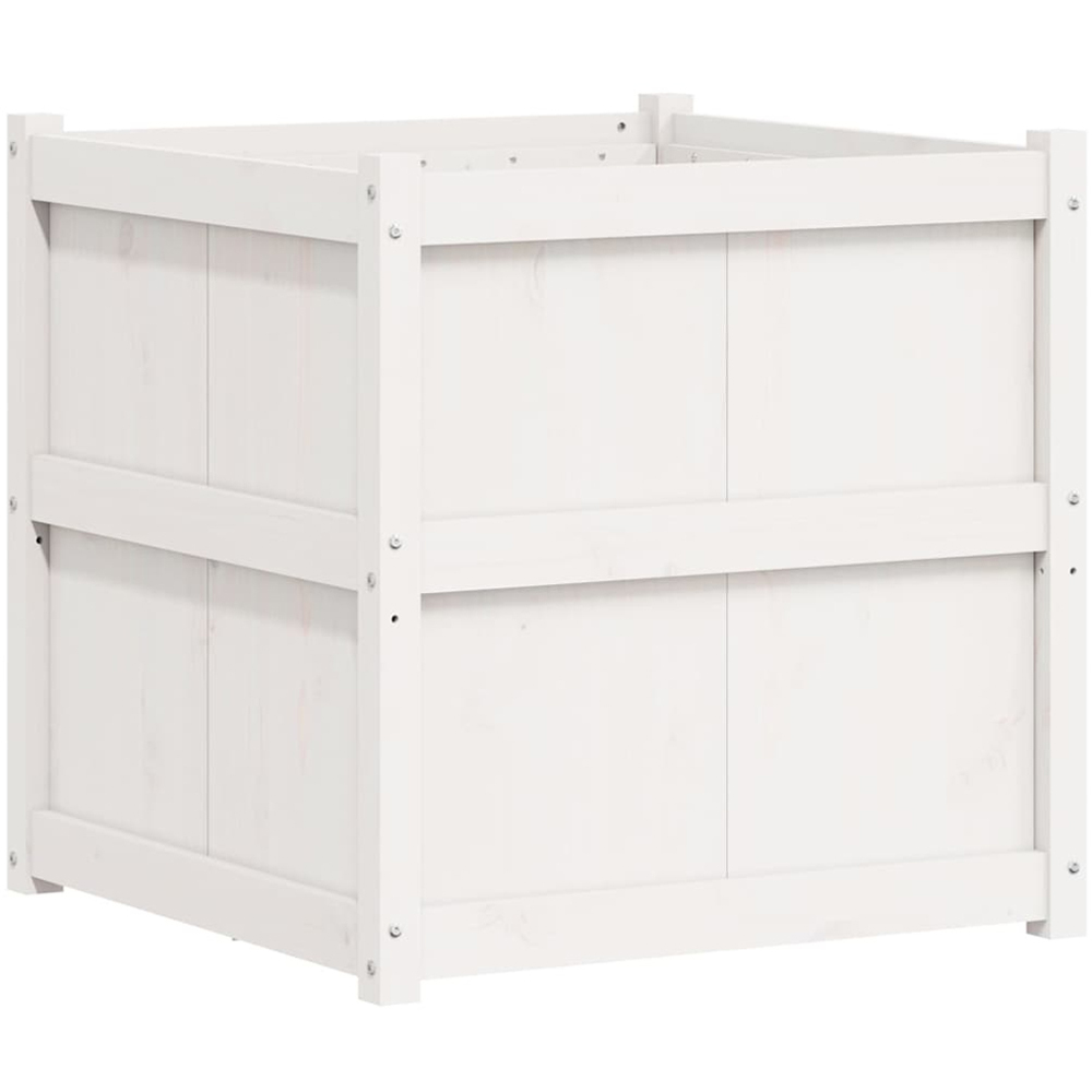 vidaXL White Solid Pine Wood Garden Planter 70 x 70 x 70cm Image 6
