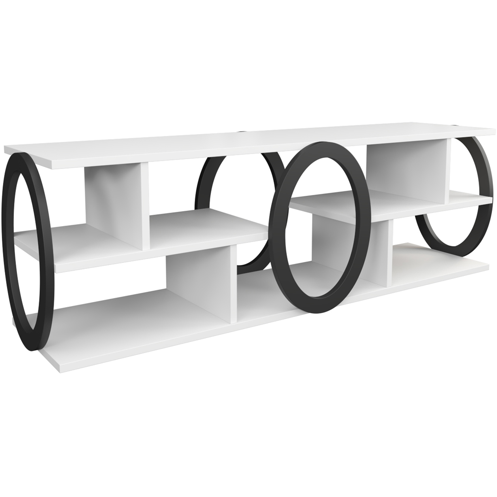 Decorotika Fale 7 Shelf White and Black Modern TV Unit Image 6