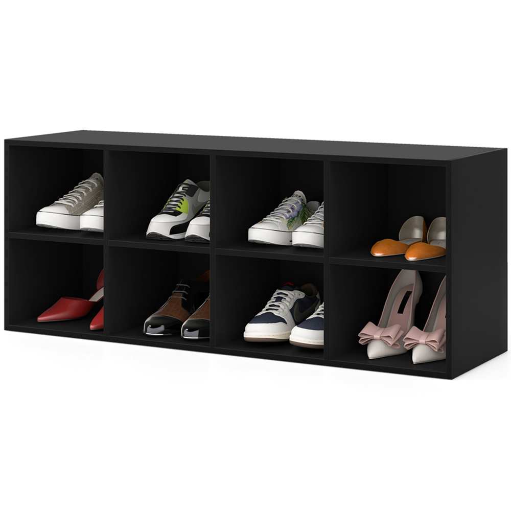 Costway 8 Cube Black Shoe Bench Image 3