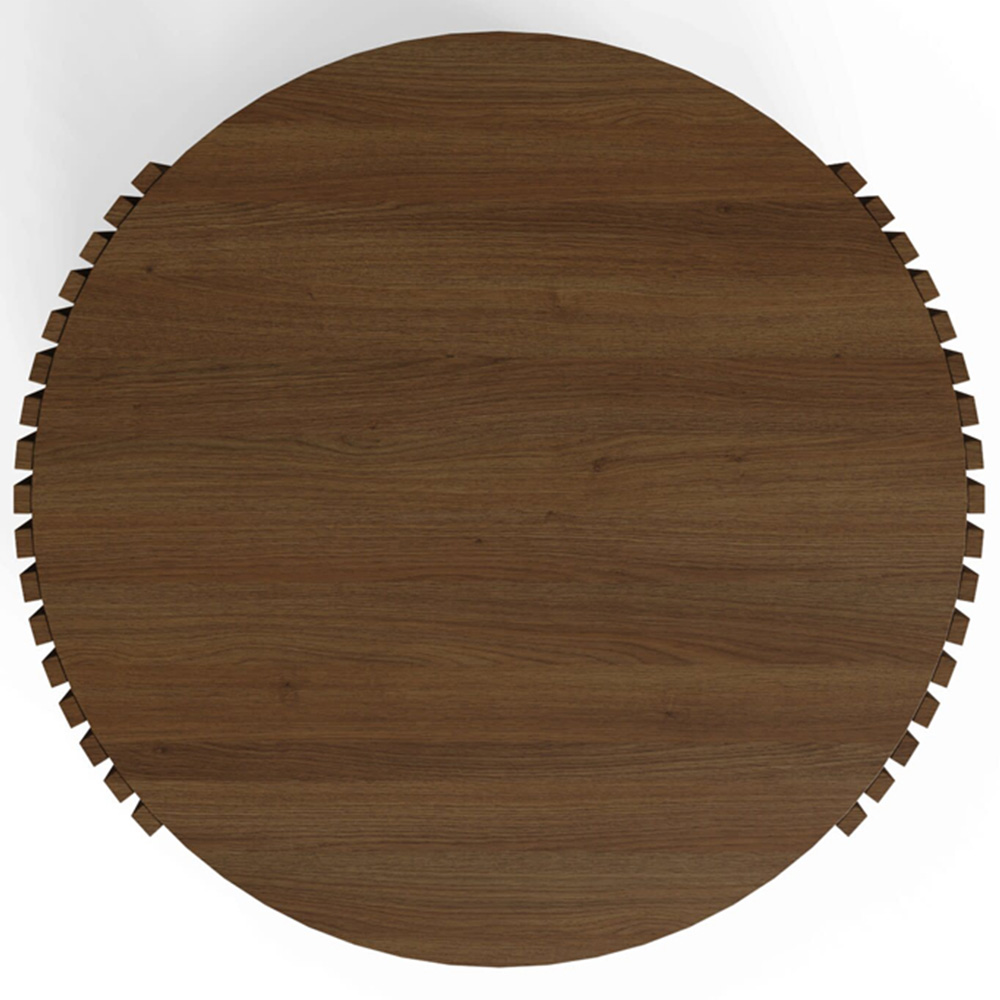 GFW Zadie Single Shelf Walnut Slatted Round Coffee Table Image 5