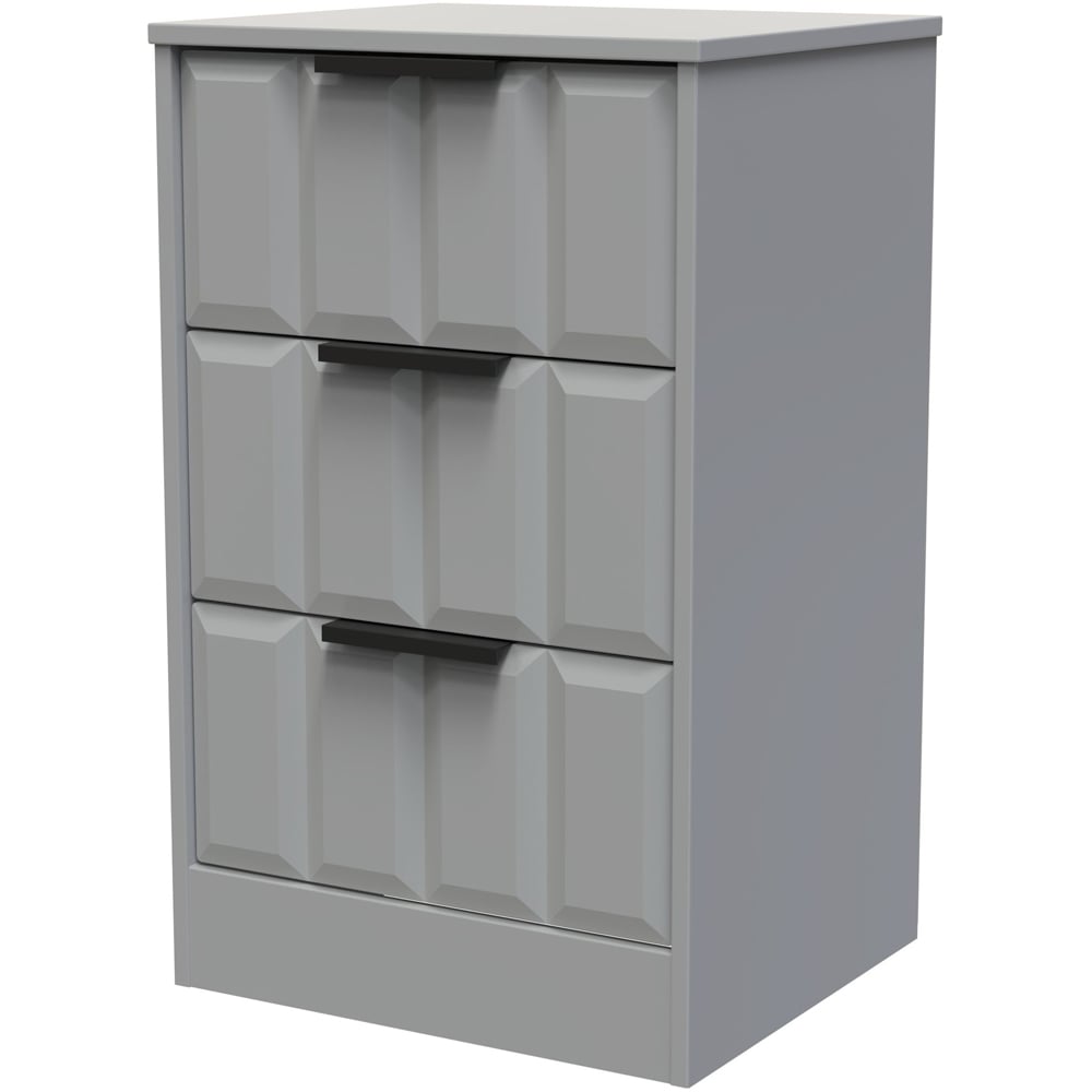 Crowndale New York 3 Drawer Dusk Grey Bedside Cabinet Ready Assembled Image 2