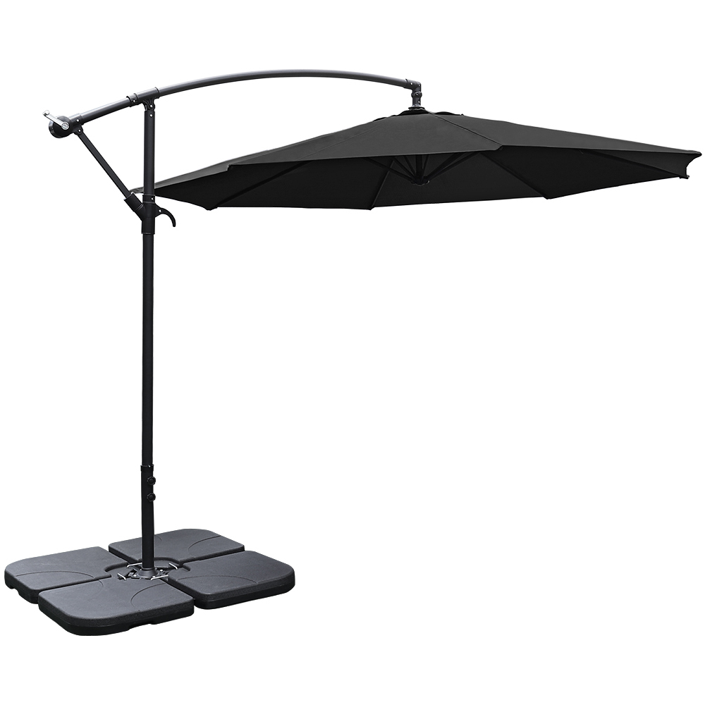 Living and Home Black Cantilever Parasol with Square Base 3m Image 1