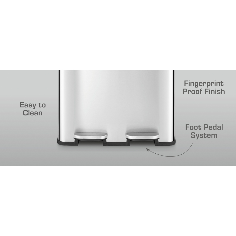 Swan Silver Stainless Steel Dual Recycling Bin 60L Image 6